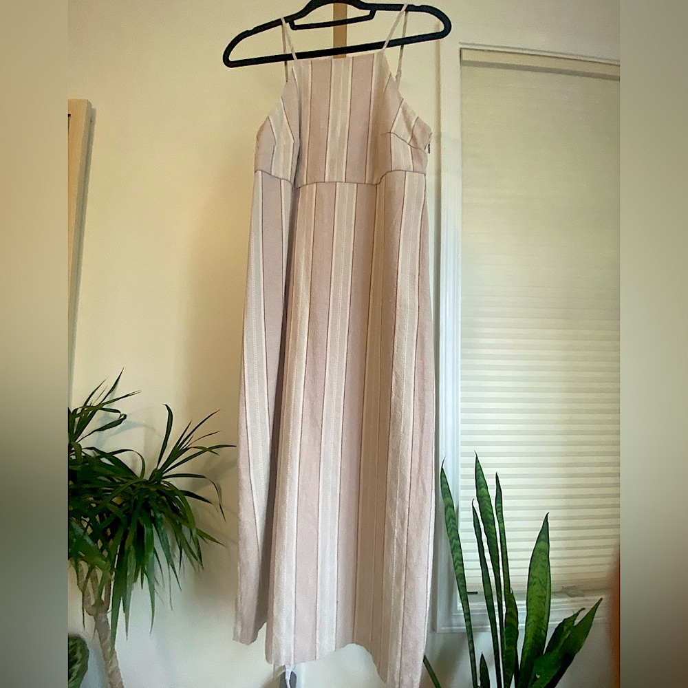 Urban outfitters high neck linen blend midi dress